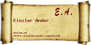 Eiszler Andor névjegykártya